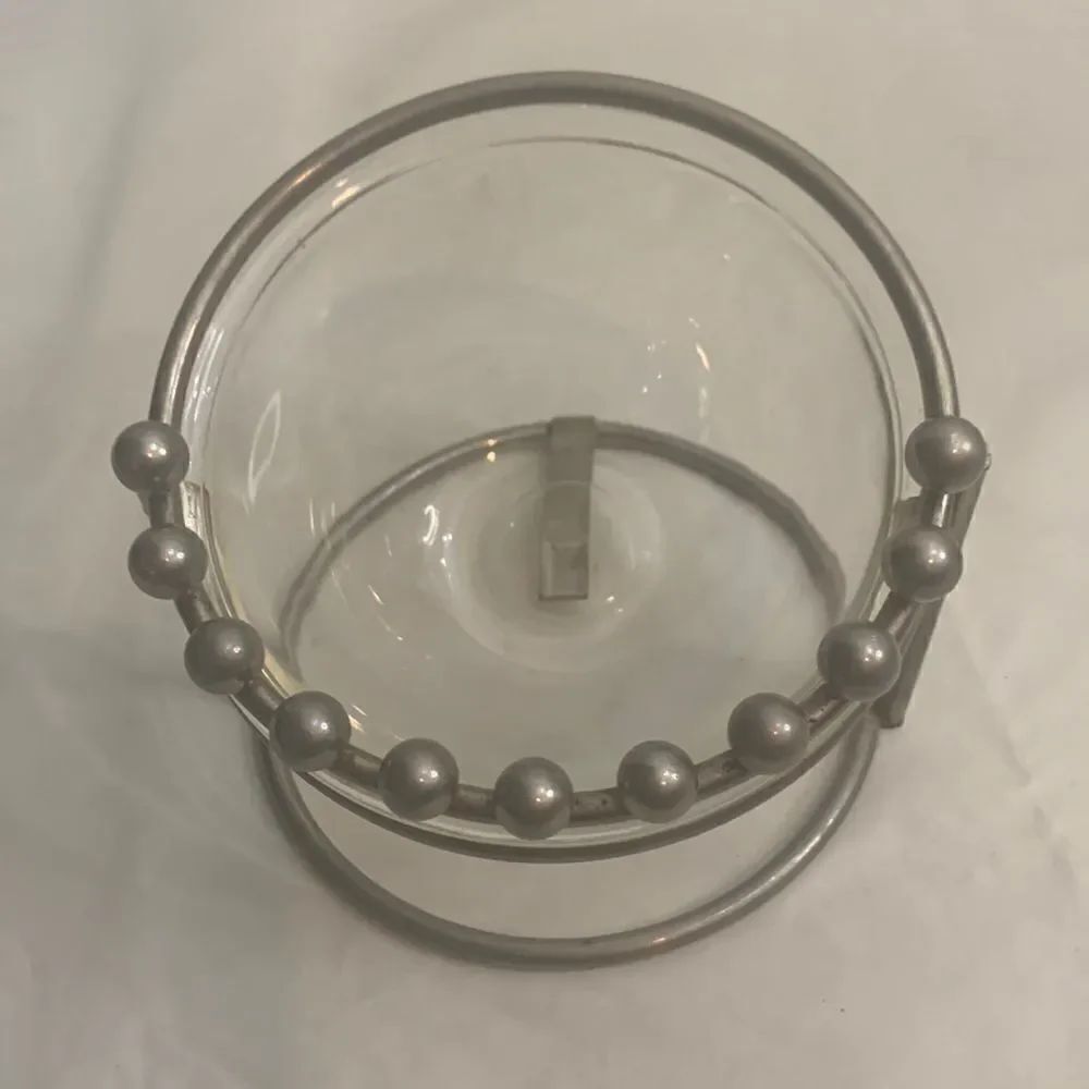 Glass Bowl Metal Pearl Round Ball Stand Trinkets Water Flower Bowl Industrial